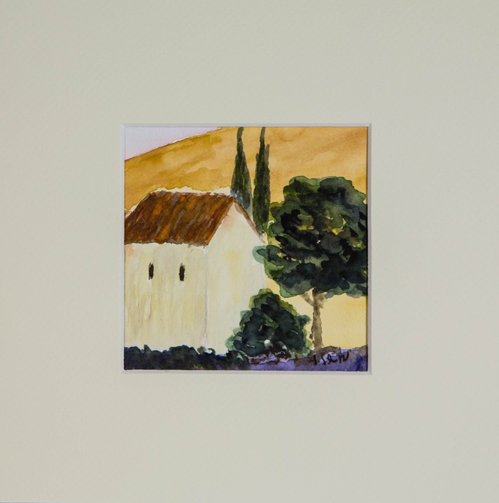 Haus mit Baum 9,5x9,5 cm